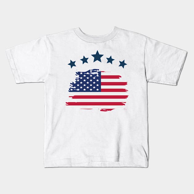 Flag USA Kids T-Shirt by My Word Art